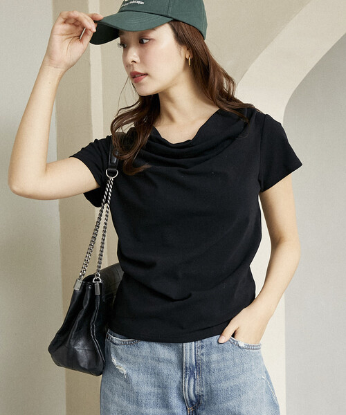 PUBLUX(パブリュクス)の「PUBLUX/パブリュクス 2WAY ドレープ Tシャツ 限定展開(Tシャツ/カットソー・レディース・ホワイト/ブラック/レッド/ライトグレー・フリ-)」の3枚目の写真