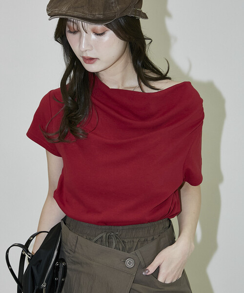 PUBLUX(パブリュクス)の「PUBLUX/パブリュクス 2WAY ドレープ Tシャツ 限定展開(Tシャツ/カットソー・レディース・ホワイト/ブラック/レッド/ライトグレー・フリ-)」の15枚目の写真