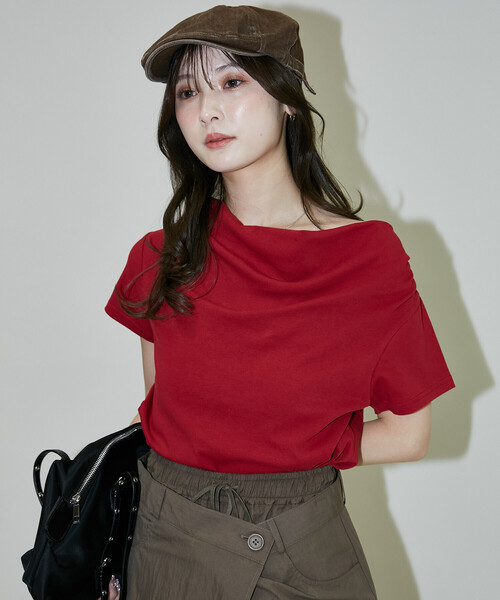 PUBLUX(パブリュクス)の「PUBLUX/パブリュクス 2WAY ドレープ Tシャツ 限定展開(Tシャツ/カットソー・レディース・ホワイト/ブラック/レッド/ライトグレー・フリ-)」の21枚目の写真