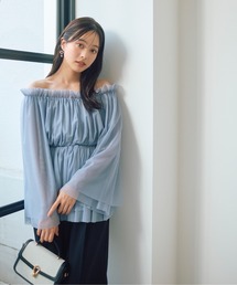 PROPORTION BODY DRESSING（プロポーションボディドレッシング）の「<明日香さんコラボ>チュールスリーブフレアブラウス   1216110303（シャツ/ブラウス）」
