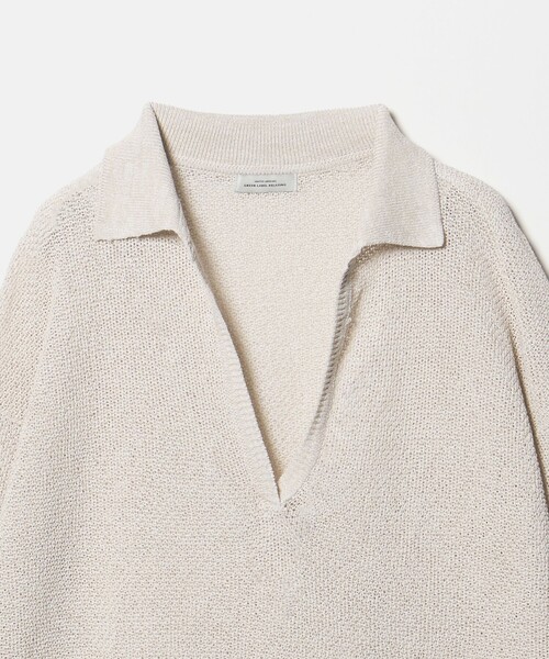 green label relaxing（グリーンレーベルリラクシング）の「メランジ スキッパー プルオーバー ウォッシャブル（ニット/セーター・レディース・ナチュラル/ネイビー・FREE）」の8枚目の写真