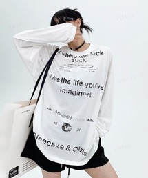 韓国ファッション Ricecakeダメージプリント薄手長袖Tシャツ