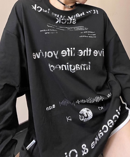 Dalfwin（ダールフィン）の「韓国ファッション Ricecakeダメージプリント薄手長袖Tシャツ（Tシャツ/カットソー・レディース・ホワイト/ブラック・FREE）」の17枚目の写真