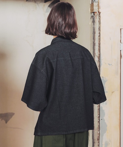 ROCHEM(ローシェン)の「【接触冷感/吸水速乾】ダブルジップメッシュデニムシャツ(シャツ/ブラウス・メンズ・インディゴブルー/グレー/ブラック・XS/S/M/L)」の6枚目の写真
