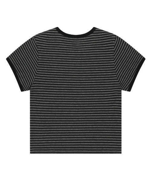 MAHAGRID（マハグリッド）の「『mahagrid/マハグリッド』BASIC LOGO STRIPE RINGER TEE/ベーシックロゴ ストライプ リンガー Tシャツ（Tシャツ/カットソー・レディース・グレー/ブラック・XS）」の14枚目の写真