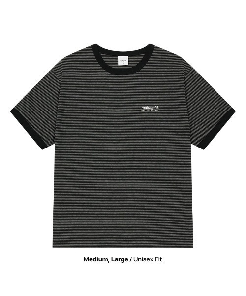 MAHAGRID（マハグリッド）の「『mahagrid/マハグリッド』BASIC LOGO STRIPE RINGER TEE/ベーシックロゴ ストライプ リンガー Tシャツ（Tシャツ/カットソー・レディース・グレー/ブラック・XS）」の15枚目の写真