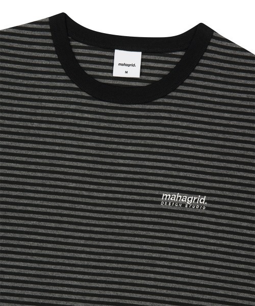 MAHAGRID（マハグリッド）の「『mahagrid/マハグリッド』BASIC LOGO STRIPE RINGER TEE/ベーシックロゴ ストライプ リンガー Tシャツ（Tシャツ/カットソー・レディース・グレー/ブラック・XS）」の17枚目の写真