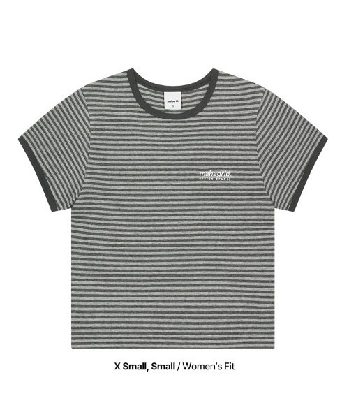 MAHAGRID（マハグリッド）の「『mahagrid/マハグリッド』BASIC LOGO STRIPE RINGER TEE/ベーシックロゴ ストライプ リンガー Tシャツ（Tシャツ/カットソー・レディース・グレー/ブラック・XS）」の7枚目の写真