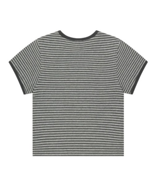 MAHAGRID（マハグリッド）の「『mahagrid/マハグリッド』BASIC LOGO STRIPE RINGER TEE/ベーシックロゴ ストライプ リンガー Tシャツ（Tシャツ/カットソー・レディース・グレー/ブラック・XS）」の8枚目の写真
