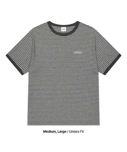MAHAGRID（マハグリッド）の「『mahagrid/マハグリッド』BASIC LOGO STRIPE RINGER TEE/ベーシックロゴ ストライプ リンガー Tシャツ（Tシャツ/カットソー・レディース・グレー/ブラック・XS）」の9枚目の写真
