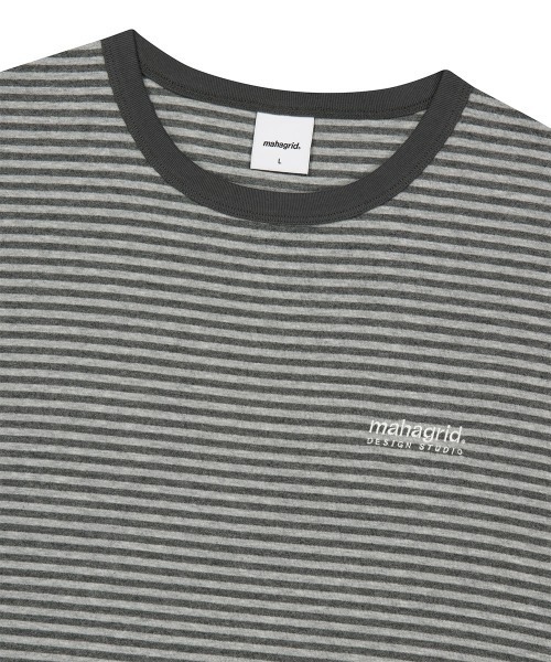 MAHAGRID（マハグリッド）の「『mahagrid/マハグリッド』BASIC LOGO STRIPE RINGER TEE/ベーシックロゴ ストライプ リンガー Tシャツ（Tシャツ/カットソー・レディース・グレー/ブラック・XS）」の11枚目の写真