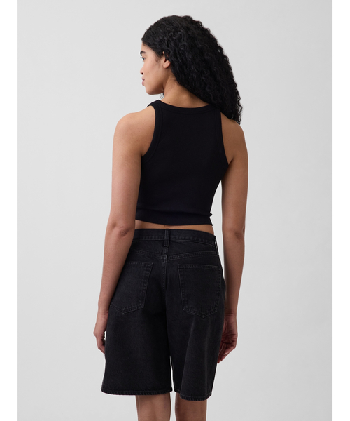 GAP（ギャップ）の「リブ GAPロゴ クロップド タンクトップ（タンクトップ・レディース・ブラック/ホワイト・S/XS/XXS/XL/L/M）」の5枚目の写真