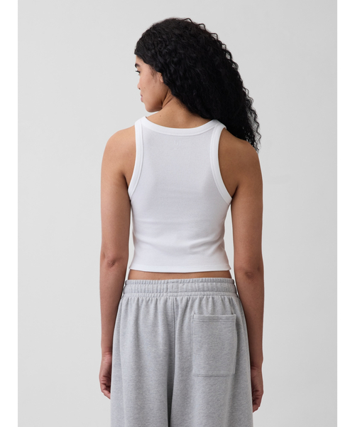 GAP（ギャップ）の「リブ GAPロゴ クロップド タンクトップ（タンクトップ・レディース・ブラック/ホワイト・S/XS/XXS/XL/L/M）」の6枚目の写真
