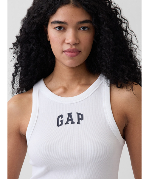 GAP（ギャップ）の「リブ GAPロゴ クロップド タンクトップ（タンクトップ・レディース・ブラック/ホワイト・S/XS/XXS/XL/L/M）」の8枚目の写真