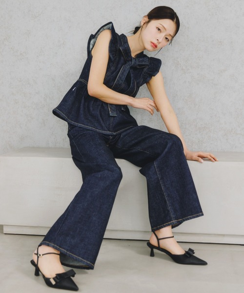 JILL by JILL STUART（ジルバイジルスチュアート）の「SOMETHING 別注デニムビスチェ（シャツ/ブラウス・レディース・ピンク/ネイビー・FREE）」の4枚目の写真