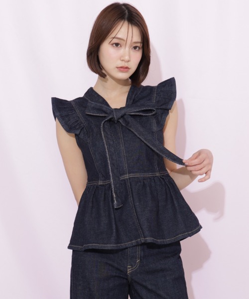 JILL by JILL STUART（ジルバイジルスチュアート）の「SOMETHING 別注デニムビスチェ（シャツ/ブラウス・レディース・ピンク/ネイビー・FREE）」の9枚目の写真