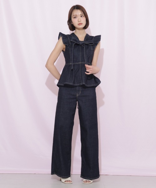 JILL by JILL STUART（ジルバイジルスチュアート）の「SOMETHING 別注デニムビスチェ（シャツ/ブラウス・レディース・ピンク/ネイビー・FREE）」の14枚目の写真