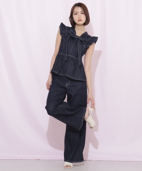 JILL by JILL STUART（ジルバイジルスチュアート）の「SOMETHING 別注デニムビスチェ（シャツ/ブラウス・レディース・ピンク/ネイビー・FREE）」の15枚目の写真