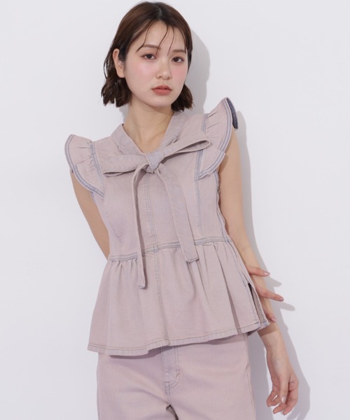 JILL by JILL STUART（ジルバイジルスチュアート）の「SOMETHING 別注デニムビスチェ（シャツ/ブラウス・レディース・ピンク/ネイビー・FREE）」の22枚目の写真