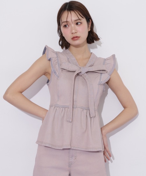 JILL by JILL STUART（ジルバイジルスチュアート）の「SOMETHING 別注デニムビスチェ（シャツ/ブラウス・レディース・ピンク/ネイビー・FREE）」の21枚目の写真