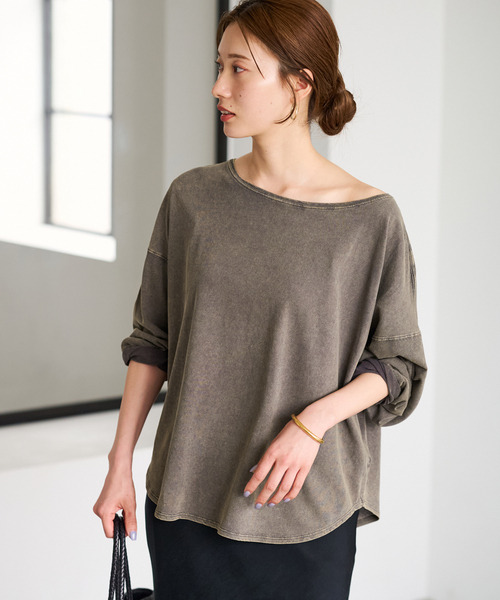 FRAMeWORK（フレームワーク）の「≪新色 / 追加≫ドライタッチコットンL/Tee（Tシャツ/カットソー・レディース・ブラック/ホワイト/ブラウン/モスグリーン・FREE）」の3枚目の写真