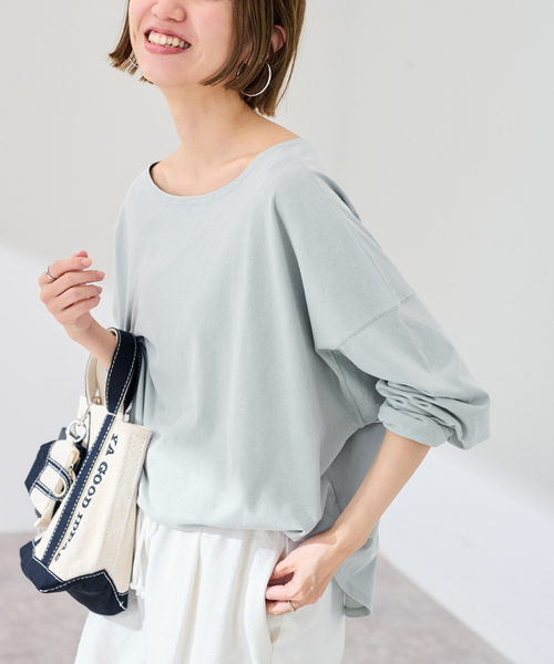 FRAMeWORK（フレームワーク）の「≪新色 / 追加≫ドライタッチコットンL/Tee（Tシャツ/カットソー・レディース・ブラック/ホワイト/ブラウン/モスグリーン・FREE）」の4枚目の写真