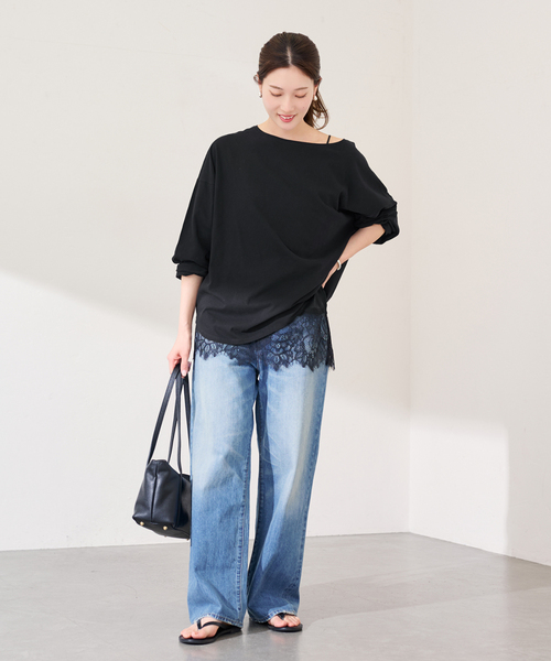 FRAMeWORK（フレームワーク）の「≪新色 / 追加≫ドライタッチコットンL/Tee（Tシャツ/カットソー・レディース・ブラック/ホワイト/ブラウン/モスグリーン・FREE）」の5枚目の写真