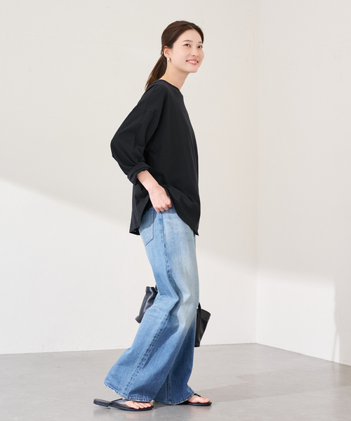 FRAMeWORK（フレームワーク）の「≪新色 / 追加≫ドライタッチコットンL/Tee（Tシャツ/カットソー・レディース・ブラック/ホワイト/ブラウン/モスグリーン・FREE）」の6枚目の写真