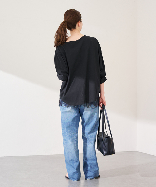 FRAMeWORK（フレームワーク）の「≪新色 / 追加≫ドライタッチコットンL/Tee（Tシャツ/カットソー・レディース・ブラック/ホワイト/ブラウン/モスグリーン・FREE）」の7枚目の写真