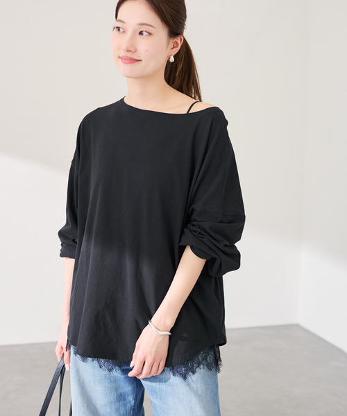 FRAMeWORK（フレームワーク）の「≪新色 / 追加≫ドライタッチコットンL/Tee（Tシャツ/カットソー・レディース・ブラック/ホワイト/ブラウン/モスグリーン・FREE）」の8枚目の写真