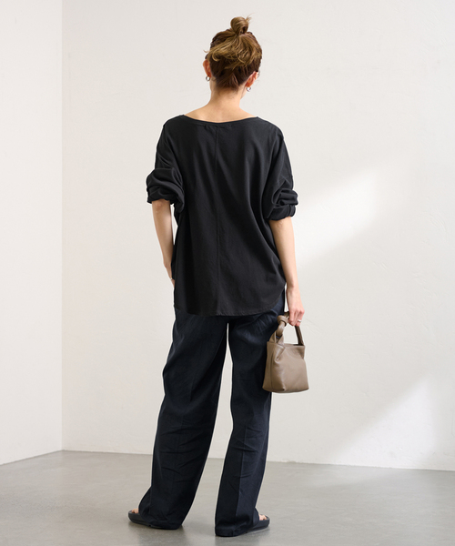 FRAMeWORK（フレームワーク）の「≪新色 / 追加≫ドライタッチコットンL/Tee（Tシャツ/カットソー・レディース・ブラック/ホワイト/ブラウン/モスグリーン・FREE）」の13枚目の写真