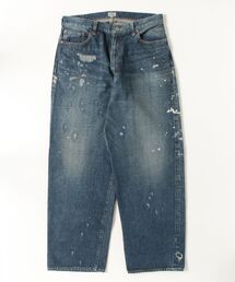 GOLD（ゴールド）の「GOLD / ゴールド：RECYCLED WASTE SUVIN COTTON YARN 14oz DENIM 5POCKET WIDE PANTS VINTAGE WASHED(ZI：25B-GL42579H[MUS]（デニムパンツ）」