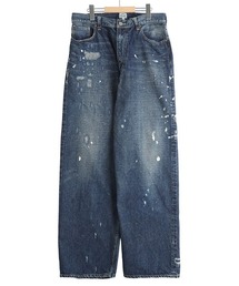 GOLD（ゴールド）の「GOLD / ゴールド：RECYCLED WASTE SUVIN COTTON YARN 14oz DENIM 5POCKET WIDE PANTS VINTAGE WASHED(ZI：25B-GL42579H[MUS]（デニムパンツ）」