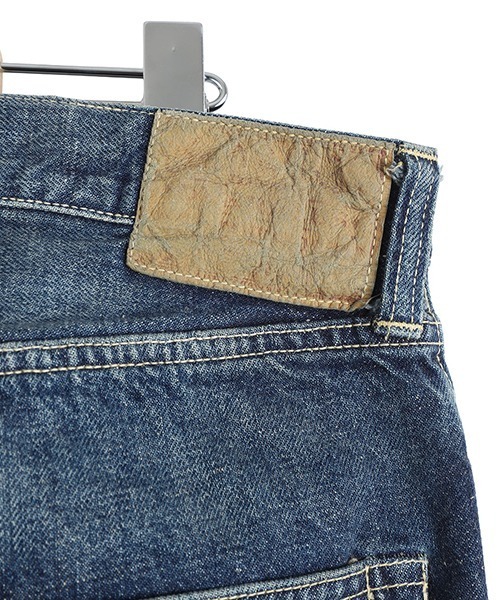 GOLD（ゴールド）の「GOLD / ゴールド：RECYCLED WASTE SUVIN COTTON YARN 14oz DENIM 5POCKET WIDE PANTS VINTAGE WASHED(ZI：25B-GL42579H[MUS]（デニムパンツ・メンズ・ネイビー・M）」の9枚目の写真