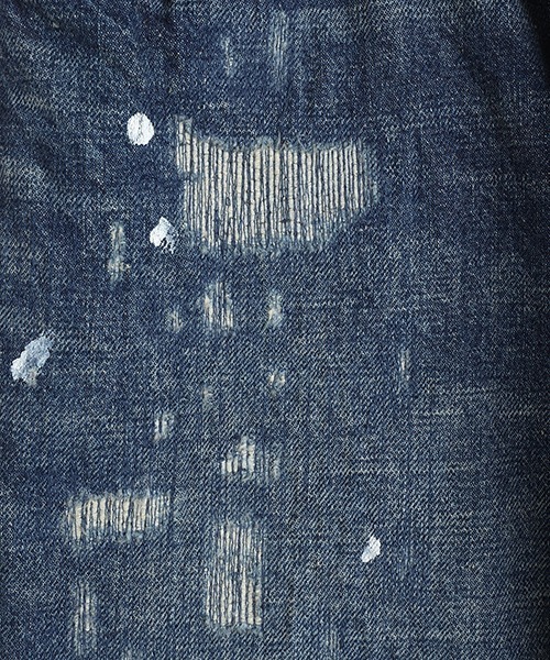 GOLD（ゴールド）の「GOLD / ゴールド：RECYCLED WASTE SUVIN COTTON YARN 14oz DENIM 5POCKET WIDE PANTS VINTAGE WASHED(ZI：25B-GL42579H[MUS]（デニムパンツ・メンズ・ネイビー・M）」の7枚目の写真