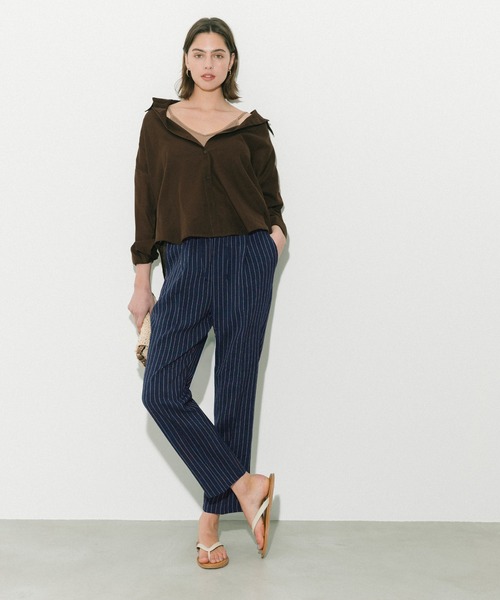 coca（coca）（コカ）の「ストライプテーパードパンツ（スラックス・レディース・ライトベージュ/ネイビー・S/M/L）」の8枚目の写真