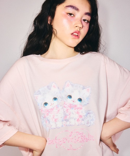 Candy Stripper(キャンディストリッパー)の「ALWAYS TOGETHER BIG Tシャツ(Tシャツ/カットソー・レディース・ブラック/ライトブルー/オフホワイト/ピンク・FREE)」の7枚目の写真