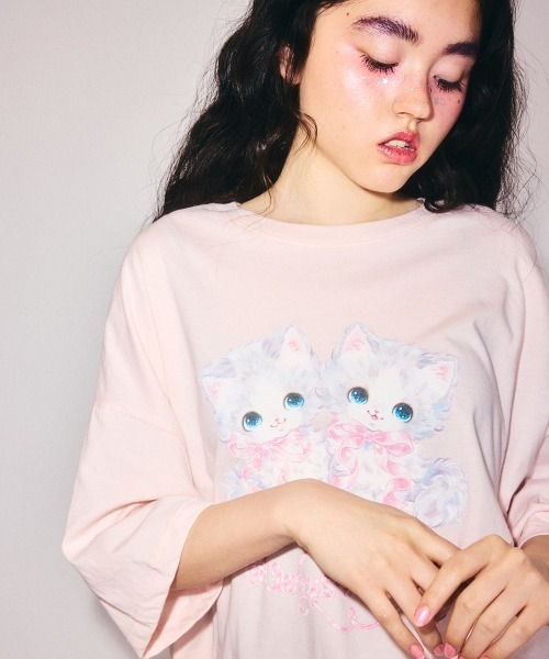 Candy Stripper(キャンディストリッパー)の「ALWAYS TOGETHER BIG Tシャツ(Tシャツ/カットソー・レディース・ブラック/ライトブルー/オフホワイト/ピンク・FREE)」の8枚目の写真