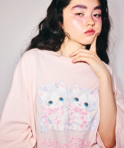 Candy Stripper(キャンディストリッパー)の「ALWAYS TOGETHER BIG Tシャツ(Tシャツ/カットソー・レディース・ブラック/ライトブルー/オフホワイト/ピンク・FREE)」の9枚目の写真