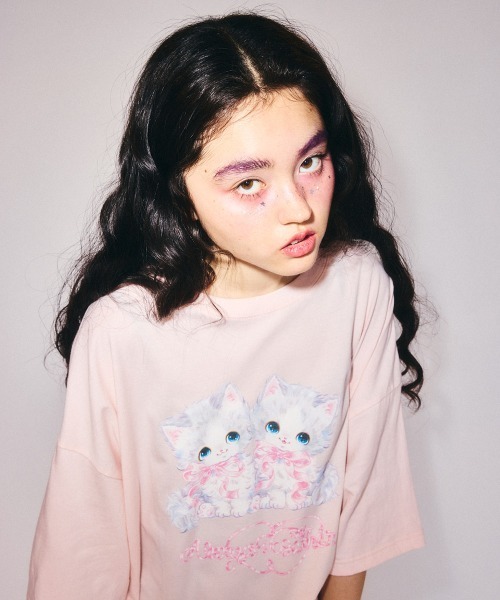 Candy Stripper(キャンディストリッパー)の「ALWAYS TOGETHER BIG Tシャツ(Tシャツ/カットソー・レディース・ブラック/ライトブルー/オフホワイト/ピンク・FREE)」の10枚目の写真