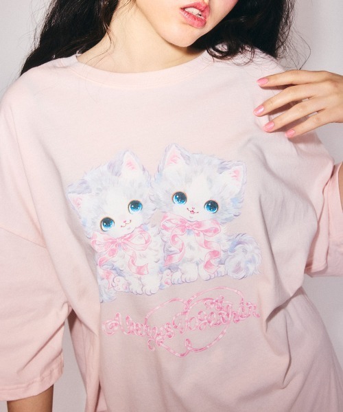 Candy Stripper(キャンディストリッパー)の「ALWAYS TOGETHER BIG Tシャツ(Tシャツ/カットソー・レディース・ブラック/ライトブルー/オフホワイト/ピンク・FREE)」の11枚目の写真