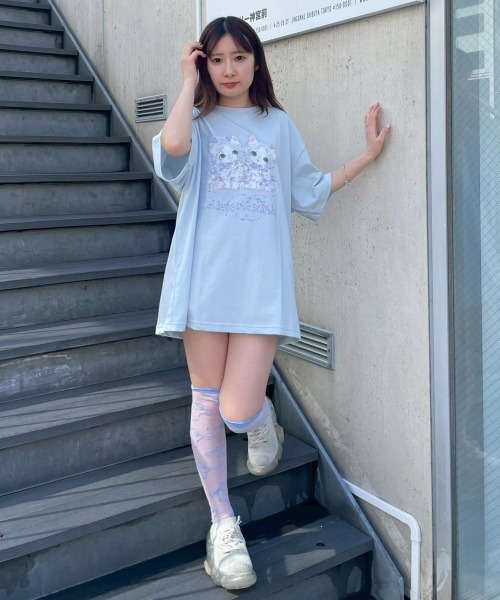 Candy Stripper(キャンディストリッパー)の「ALWAYS TOGETHER BIG Tシャツ(Tシャツ/カットソー・レディース・ブラック/ライトブルー/オフホワイト/ピンク・FREE)」の21枚目の写真