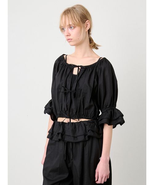 SORIN(ソリン )の「Ribbon Open Blouse/リボンオープンブラウス(シャツ/ブラウス・レディース・ブラック/ホワイト・38)」の9枚目の写真