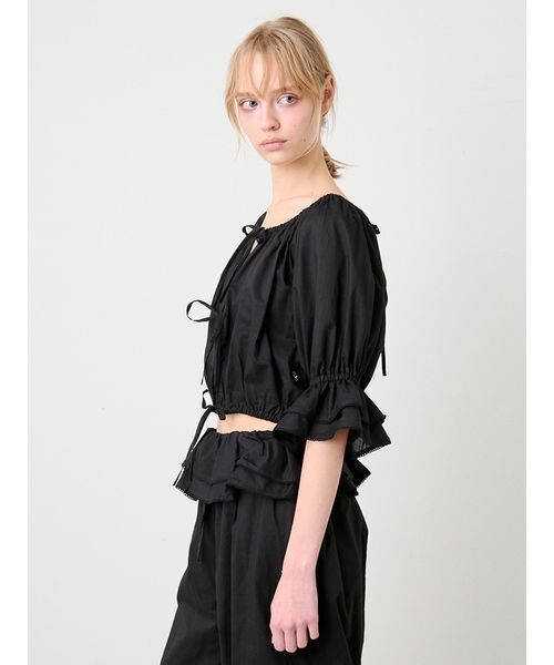 SORIN(ソリン )の「Ribbon Open Blouse/リボンオープンブラウス(シャツ/ブラウス・レディース・ブラック/ホワイト・38)」の8枚目の写真