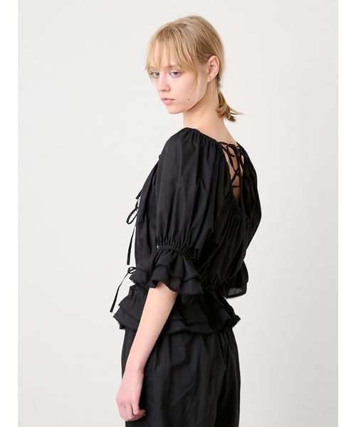 SORIN(ソリン )の「Ribbon Open Blouse/リボンオープンブラウス(シャツ/ブラウス・レディース・ブラック/ホワイト・38)」の7枚目の写真