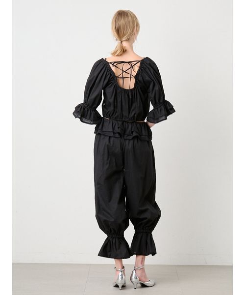 SORIN(ソリン )の「Ribbon Open Blouse/リボンオープンブラウス(シャツ/ブラウス・レディース・ブラック/ホワイト・38)」の3枚目の写真