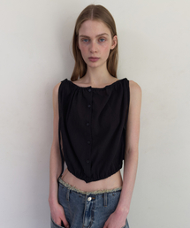 DIAGONAL（ダイアゴナル）の「STRING SLEEVELESS BLOUSE (black)（シャツ/ブラウス）」