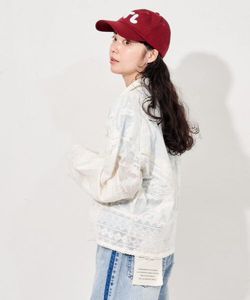 FREAK'S STORE(フリークスストア)の「インド ヴィンテージ風 レースシャツ/シアーシャツジャケット(シャツ/ブラウス・レディース・オフホワイト/ブラック・フリ-)」の3枚目の写真