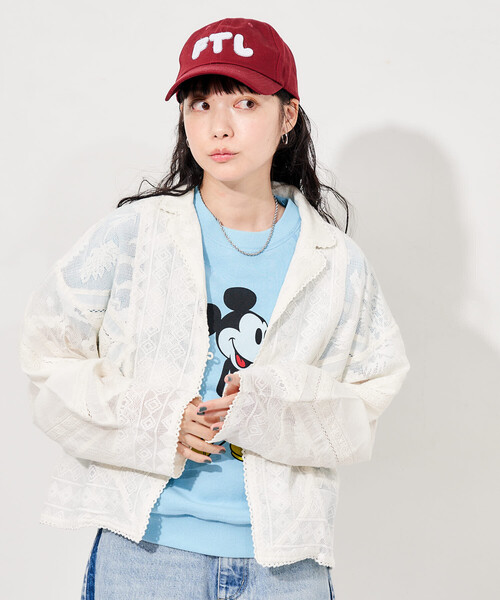 FREAK'S STORE(フリークスストア)の「インド ヴィンテージ風 レースシャツ/シアーシャツジャケット(シャツ/ブラウス・レディース・オフホワイト/ブラック・フリ-)」の4枚目の写真