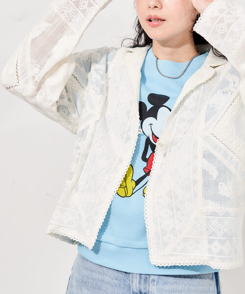 FREAK'S STORE(フリークスストア)の「インド ヴィンテージ風 レースシャツ/シアーシャツジャケット(シャツ/ブラウス・レディース・オフホワイト/ブラック・フリ-)」の7枚目の写真